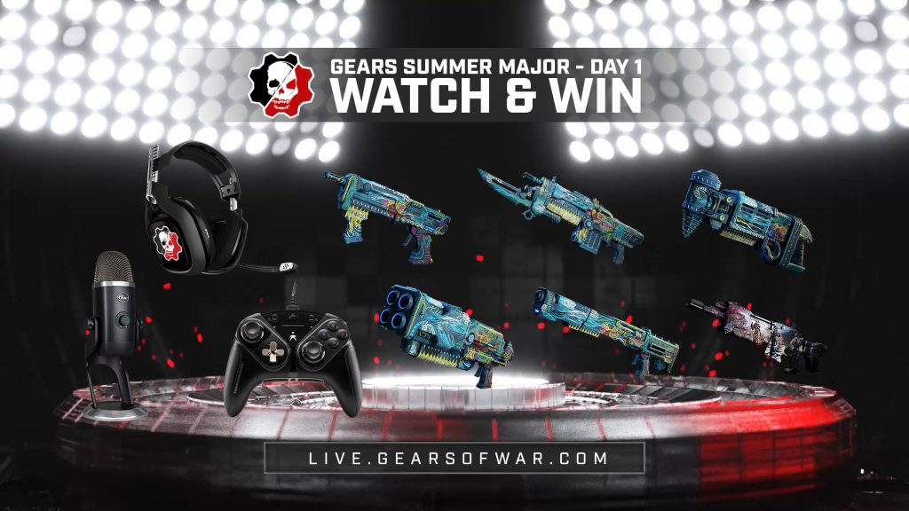 Image showing the Watch and Win Items for Day 1 which include the Chalked Skins, Checkmate weapon skins and other great giveaways