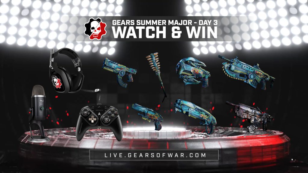 Image showing the Watch and Win Items for Day 3 which include the Chalked Skins, Checkmate weapon skins and other great giveaways