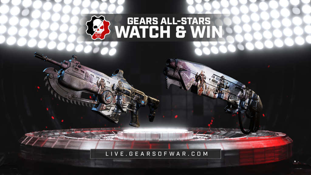 Image showing the Watch and Win Items for the Gears All-Stars event which include the checkmate lancer and gnasher.